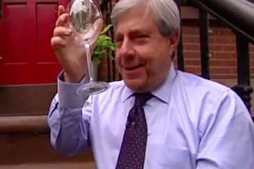Local scofflaw Marty Markowitz enjoys a glass of wine on a Brooklyn stoop.
